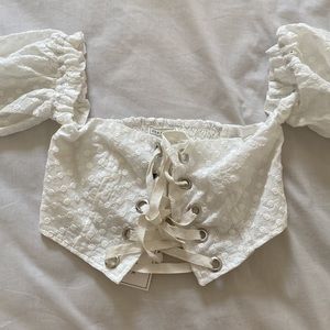 Puff Sleeve Off Shoulder Crop Top